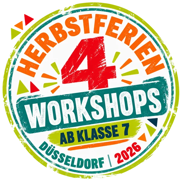 Herbstferien Workshops 2026 Button Herbstferien-Workshops 2026 in Düsseldorf – vier Workshops ab Klasse 7